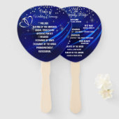 Royal Blue Diamonds & Hearts Wedding Program Fan Handwaaier (Voorkant en achterkant)
