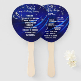 Royal Blue Diamonds & Hearts Wedding Program Fan Handwaaier
