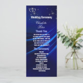 Royal Blue Diamonds / Hearts Wedding Program Kaart (Staand voorkant)