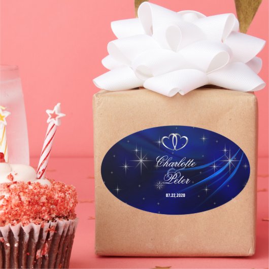 Royal Blue Diamonds/Hearts Wedding Stickers (Feest)