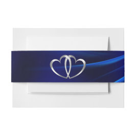 Royal Blue Diamonds Silver Hearts Wedding Uitnodigingen Wikkel