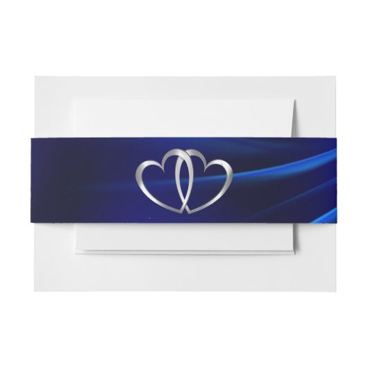 Royal Blue Diamonds Silver Hearts Wedding Uitnodigingen Wikkel (Voorkant Voorbeeld)