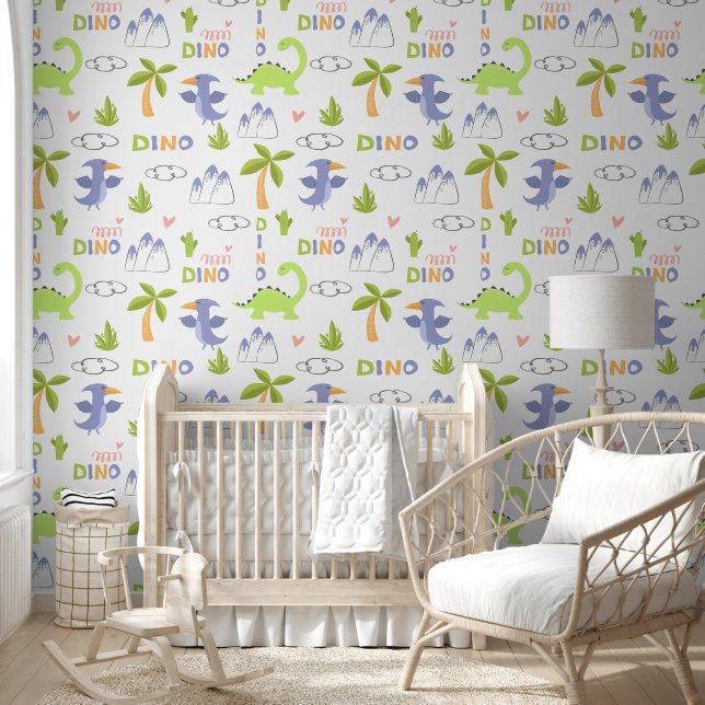 Royal Blue Dinosaur Behang (Kinderen)