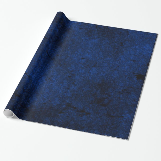 Royal Blue Distress Gothic Damask Wrapping Paper Cadeaupapier (Uitgerold)