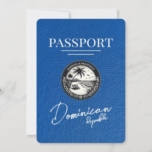 Royal Blue Dominicaanse Republiek Paspoort Save The Date (Voorkant)