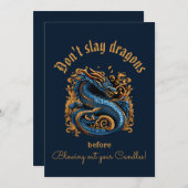 Royal Blue Dragon Birthday Kaart (Voorkant / Achterkant)