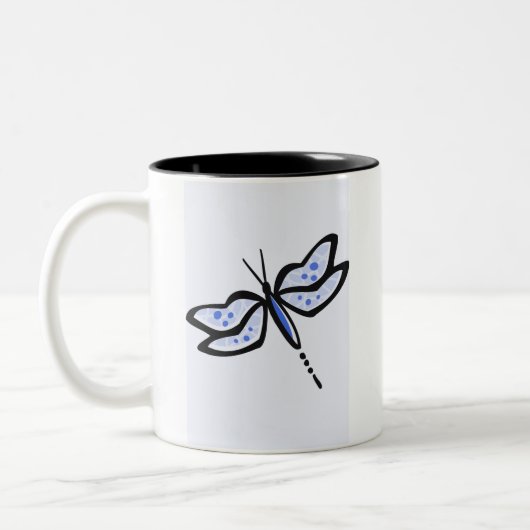 Royal Blue Dragonfly Tweekleurige Koffiemok (Links)