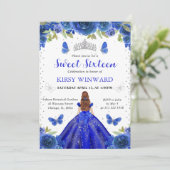 Royal Blue Dress Rood Haired Princess Sweet 16 Kaart (Staand voorkant)