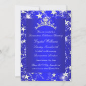Royal Blue Dress Sparkle Tiara Stars Quinceanera Kaart (Achterkant)