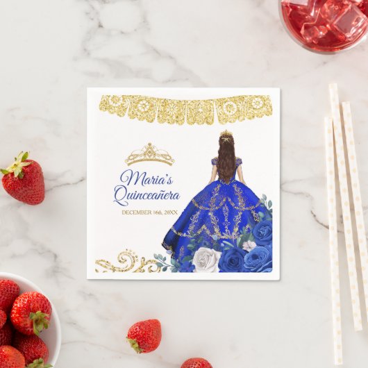 Royal Blue Dresses Quinceañera Crown Birthday Napk Servet (Insitu)