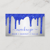 Royal Blue Driving Glitter Silver Metallic Visitekaartje (Voorkant)
