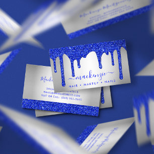 Royal Blue Driving Glitter Silver Metallic Visitekaartje