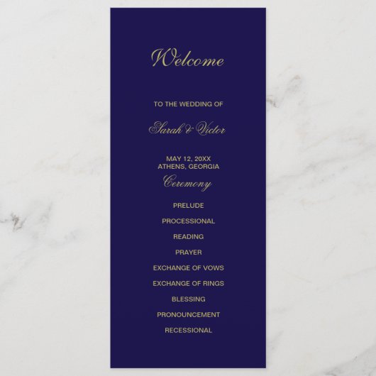 Royal Blue dubbele zijprogrammakaart Programmakaart (Voorkant)