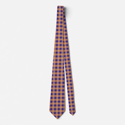 Royal Blue, Dusty Roos en Tan Gingham Pattern Stropdas (Voorkant)