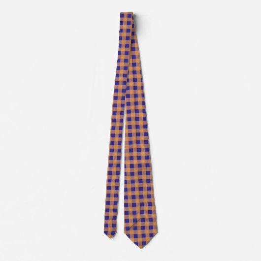 Royal Blue, Dusty Roos en Tan Gingham Pattern Stropdas (Achterkant)