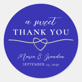 Royal Blue Een lieve dank u bruiloft gunst Ronde Sticker