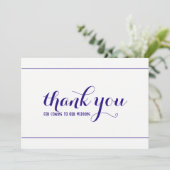 Royal Blue Eenvoudig & Elegant Dank u bruiloft Kaa Bedankkaart (Staand voorkant)