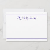 Royal Blue Eenvoudig & Elegant Dank u bruiloft Kaa Bedankkaart (Achterkant)