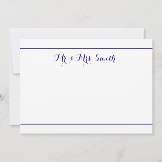 Royal Blue Eenvoudig & Elegant Dank u bruiloft Kaa Bedankkaart (Achterkant)