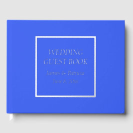 Royal Blue Eenvoudige Gelyleerde Lettering Wedding Gastenboek