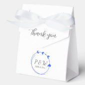 Royal Blue Eenvoudige Hart Krans Monogram Huwelijk Bedankdoosjes (Voorkant)