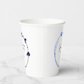 Royal Blue Eenvoudige Hart Krans Monogram Huwelijk Papieren Bekers (Rechts)