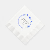 Royal Blue Eenvoudige Hart Krans Monogram Huwelijk Servet (Hoek)