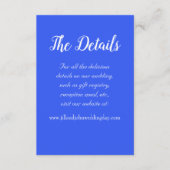 Royal Blue Eenvoudige Stijl Trouwdetails Informatiekaartje (Voorkant)