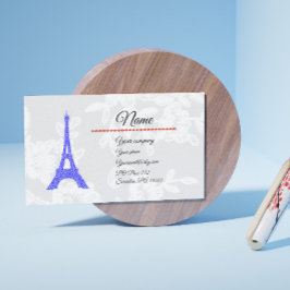 Royal Blue Eiffel Tower on Lace Visitekaartje