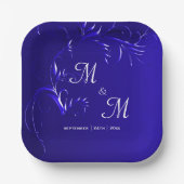 Royal Blue Elegance bruiloft Papieren Bordje (Voorkant)