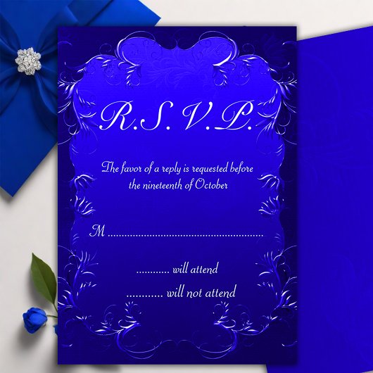 Royal Blue Elegance bruiloft RSVP