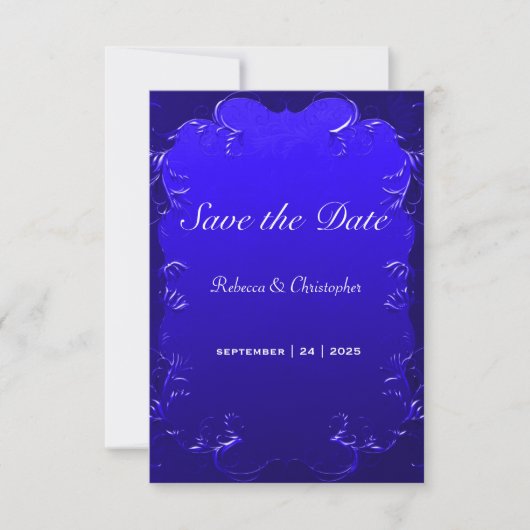 Royal Blue Elegance Bruiloft Save the Date Kaart (Voorkant)