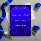 Royal Blue Elegance Bruiloft Save the Date Kaart