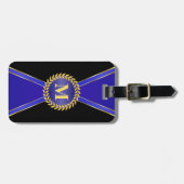 Royal Blue Elegance Monogram Bagagelabel (Voorkant horizontaal)