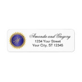 Royal Blue Elegance Monogram Etiket (Voorkant)