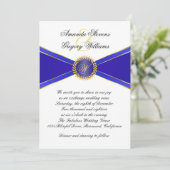 Royal Blue Elegance Monogram Huwelijk Kaart (Staand voorkant)