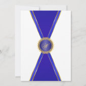 Royal Blue Elegance Monogram Huwelijk Kaart (Achterkant)