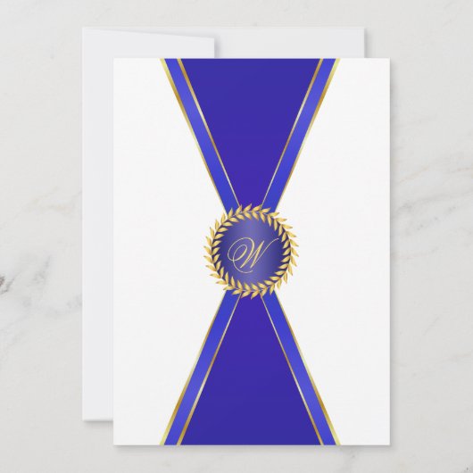 Royal Blue Elegance Monogram Huwelijk Kaart (Achterkant)