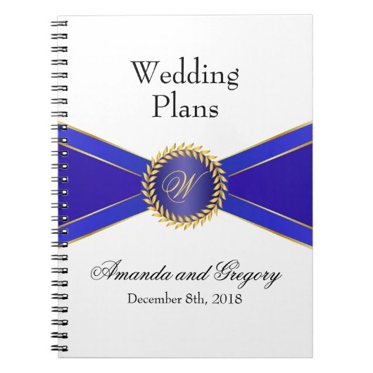 Royal Blue Elegance Monogram Notitieboek (Voorkant)