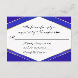 Royal Blue Elegance Monogram Response Kaart