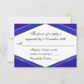 Royal Blue Elegance Monogram Response Kaart (Voorkant)