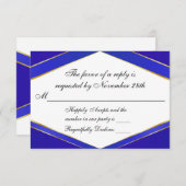 Royal Blue Elegance Monogram Response Kaart (Voorkant / Achterkant)