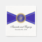 Royal Blue Elegance Monogram Servetten (Voorkant)