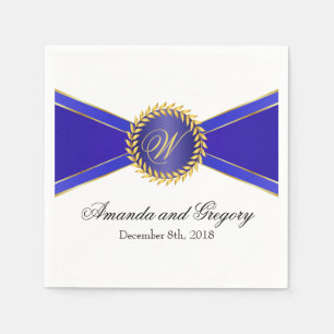 Royal Blue Elegance Monogram Servetten
