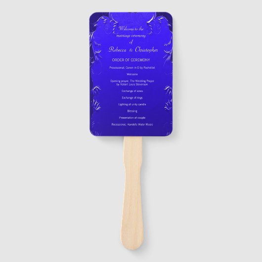 Royal Blue Elegance Trouwprogramma Handwaaier (Voorkant)