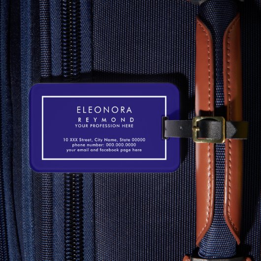 Royal Blue Elegant Bagagelabel (Voorkant Insitu 4)