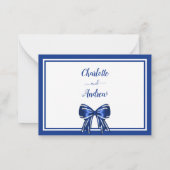 Royal blue elegant bow RSVP Notitiekaartje (Achterkant)