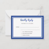 Royal blue elegant bow RSVP Notitiekaartje (Voorkant)