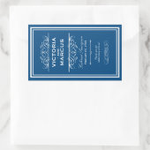 Royal Blue Elegant Bruiloft Monogram Wijnfles Rechthoekige Sticker (Tas)