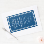 Royal Blue Elegant Bruiloft Monogram Wijnfles Rechthoekige Sticker (Envelop)
